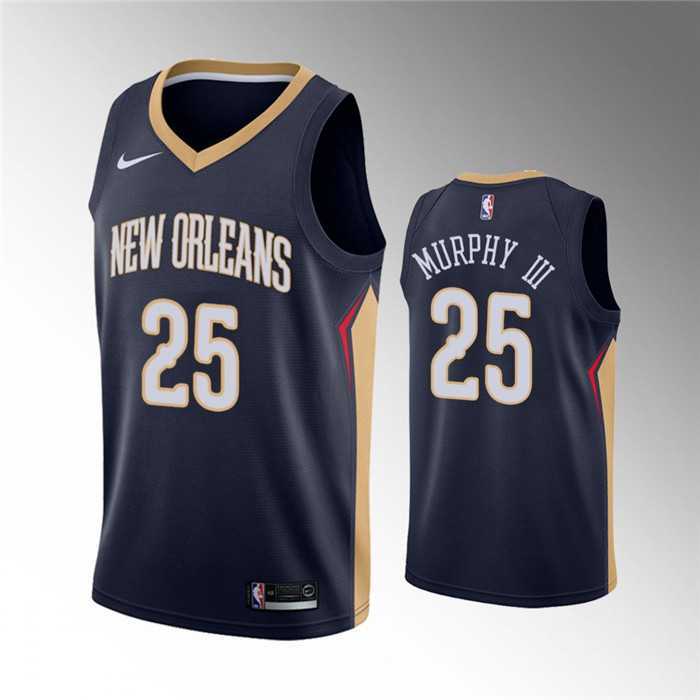 Mens New Orleans Pelicans #25 Trey Murphy III Navy Icon Edition Stitched Jersey Dzhi->new orleans pelicans->NBA Jersey
